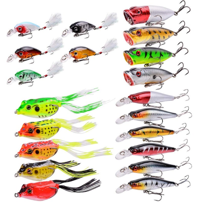Aorace 30pcs Fishing Lures Kit Mixed Including Minnow Popper Crank Baits with Hooks for Saltwater Freshwater Trout Bass Salmon Fishing - Image 1